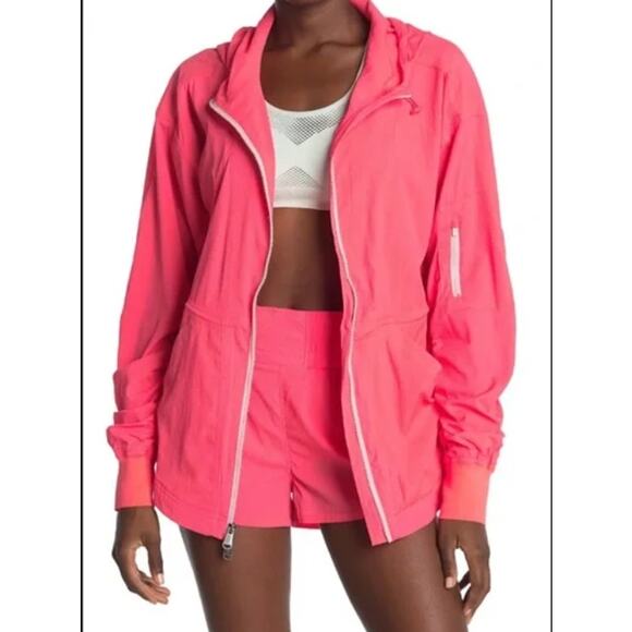 Free People Movement Run Wild Zip Jacket Womens XS Neon Pink Athleisure Neon Y2K - Picture 1 of 13